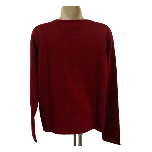 Jones New York Country Sweater Womens Size Large Red Beaded Silk Wool Blend - Picture 2 of 6